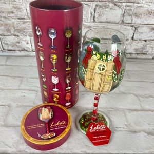 NIP Lolita Home for the Holidays 15 oz Wine Glasses